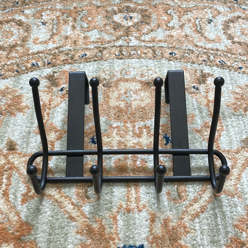 Vintage Over The Door Multi Hook Hanger In Black Metal